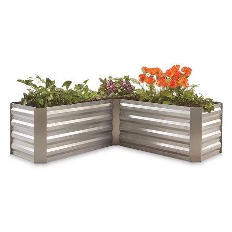 l-shaped galvanized steel planter box|rectangular galvanized planter box.